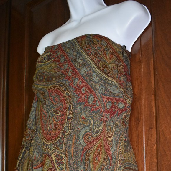 Lauren Ralph Lauren Multicolor Paisley Strapless Dress - Picture 7 of 16